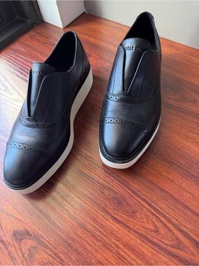 Cole Haan OriginalGrand Platform Laceless Oxfords Black Ivory Women’s 9